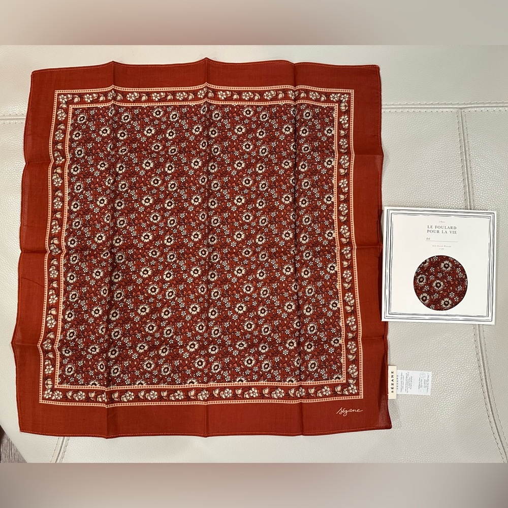 Sezane Foulard/Scarf in Terracotta print